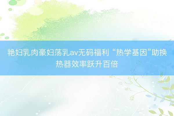 艳妇乳肉豪妇荡乳av无码福利 “热学基因”助换热器效率跃升百倍