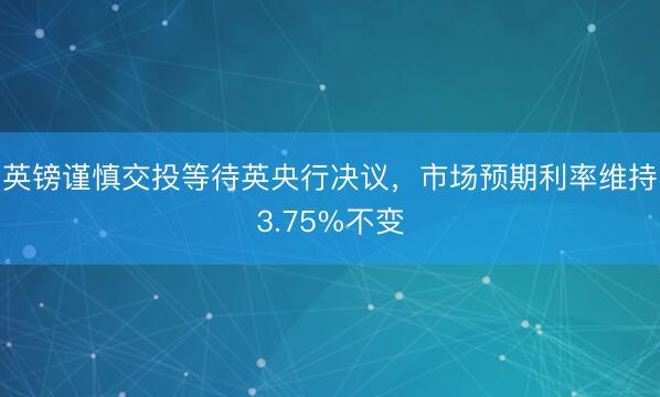 英镑谨慎交投等待英央行决议，市场预期利率维持3.75%不变