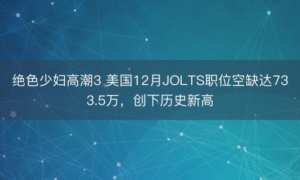 绝色少妇高潮3 美国12月JOLTS职位空缺达733.5万，创下历史新高