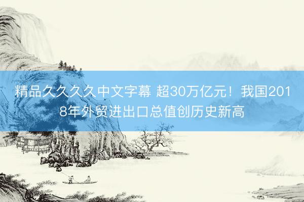 精品久久久久中文字幕 超30万亿元！我国2018年外贸进出口总值创历史新高