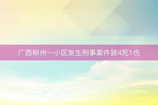 广西柳州一小区发生刑事案件致4死1伤