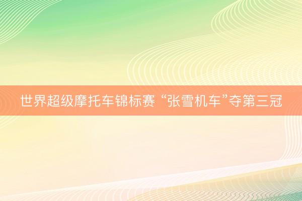 世界超级摩托车锦标赛 “张雪机车”夺第三冠