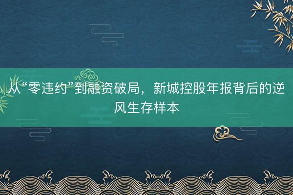 从“零违约”到融资破局，新城控股年报背后的逆风生存样本