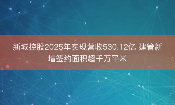 新城控股2025年实现营收530.12亿 建管新增签约面积超千万平米