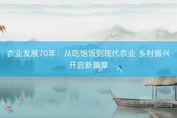 农业发展70年：从吃饱饭到现代农业 乡村振兴开启新篇章