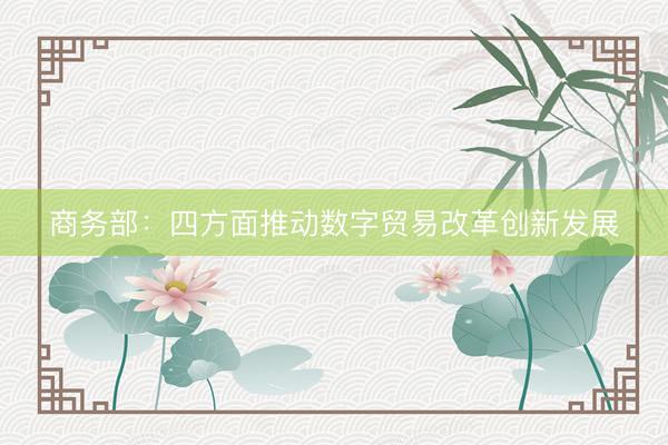 商务部:四方面推动数字贸易改革创新发展