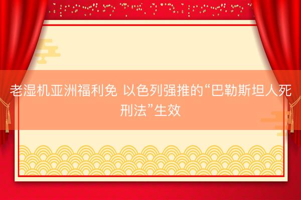 老湿机亚洲福利免 以色列强推的“巴勒斯坦人死刑法”生效