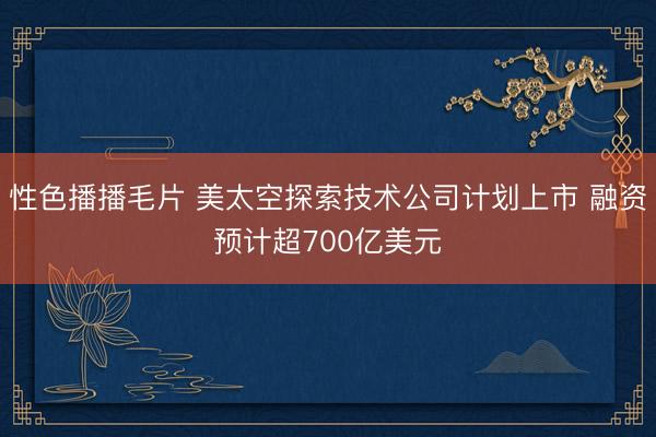 性色播播毛片 美太空探索技术公司计划上市 融资预计超700亿美元