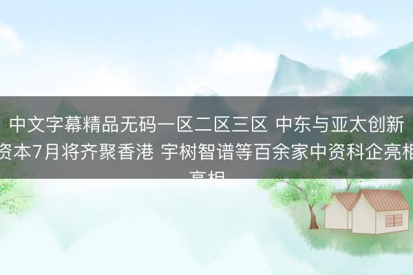 中文字幕精品无码一区二区三区 中东与亚太创新资本7月将齐聚香港 宇树智谱等百余家中资科企亮相