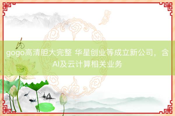 gogo高清胆大完整 华星创业等成立新公司，含AI及云计算相关业务