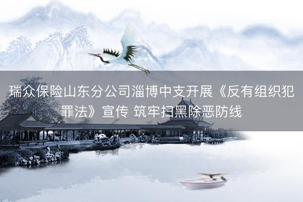瑞众保险山东分公司淄博中支开展《反有组织犯罪法》宣传 筑牢扫黑除恶防线