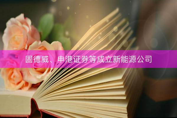 固德威、申港证券等成立新能源公司