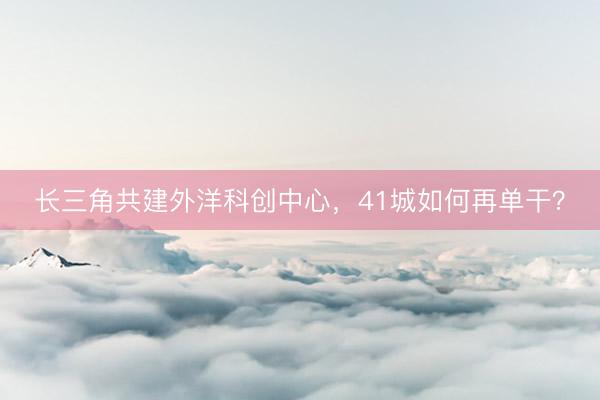 长三角共建外洋科创中心，41城如何再单干？