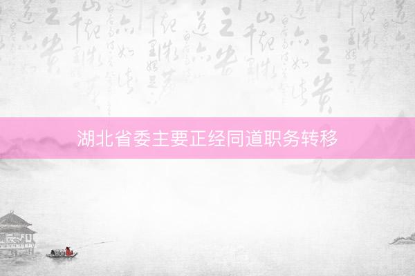 湖北省委主要正经同道职务转移