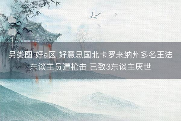 另类图 好a区 好意思国北卡罗来纳州多名王法东谈主员遭枪击 已致3东谈主厌世