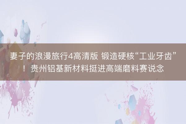 妻子的浪漫旅行4高清版 锻造硬核“工业牙齿”！贵州铝基新材料挺进高端磨料赛说念