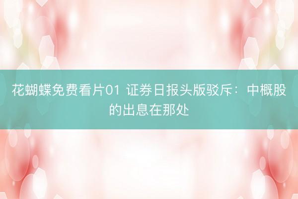 花蝴蝶免费看片01 证券日报头版驳斥：中概股的出息在那处