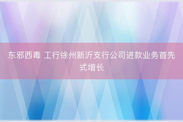 东邪西毒 工行徐州新沂支行公司进款业务首先式增长