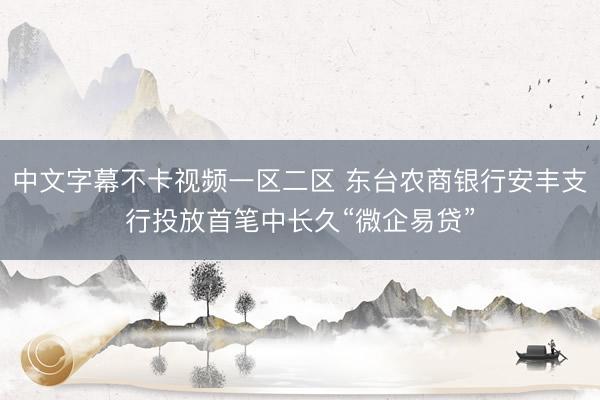 中文字幕不卡视频一区二区 东台农商银行安丰支行投放首笔中长久“微企易贷”