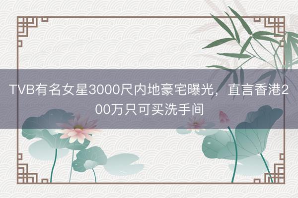 TVB有名女星3000尺内地豪宅曝光，直言香港200万只可买洗手间