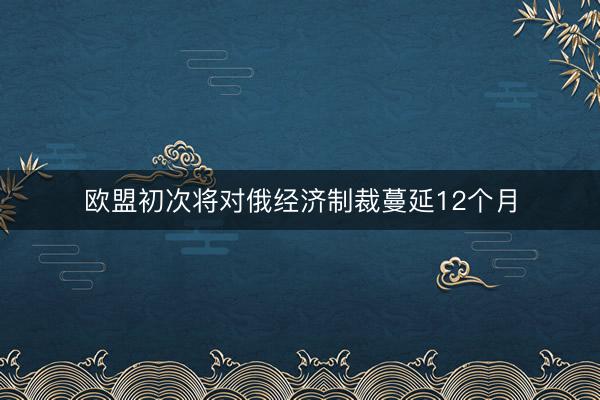 欧盟初次将对俄经济制裁蔓延12个月