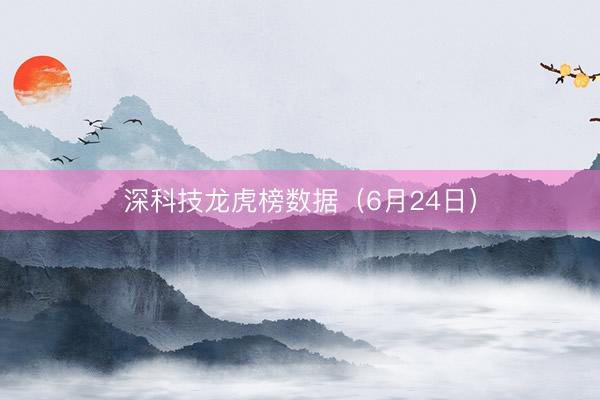 深科技龙虎榜数据（6月24日）